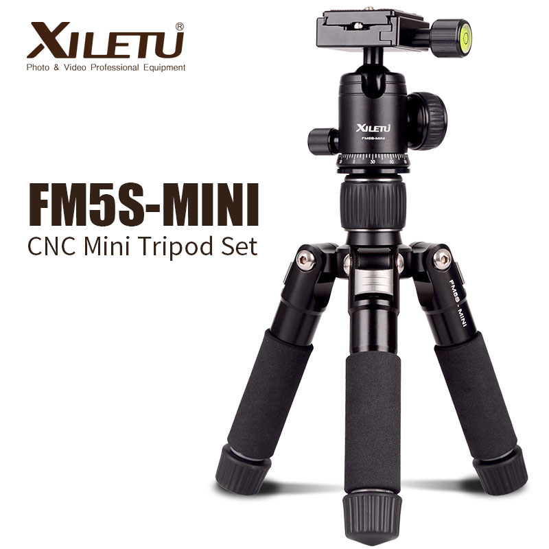 Xiletu FM5S-MINI Lichtgewicht Alluminum Statief Tafelblad Mini Travel Stand Statief Met 360 Graden Balhoofd Voor Digitale Camera