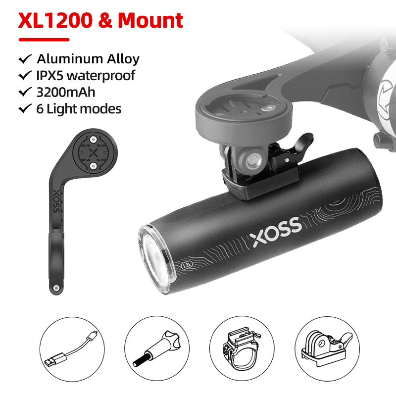 XOSS 200-1200 Lm Bike Light XL1200 Headlight Waterproof Rechargeable Front Lamp Bicycle Light Aluminum Ultralight Flashlight: Yellow