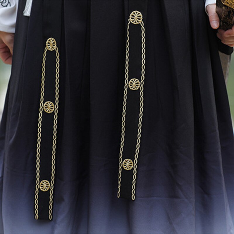 Abiti da uomo tradizionali cinesi orientali Hanfu gradiente nero ricamo antico popolare palcoscenico completo da uomo spadaccino costume vestito