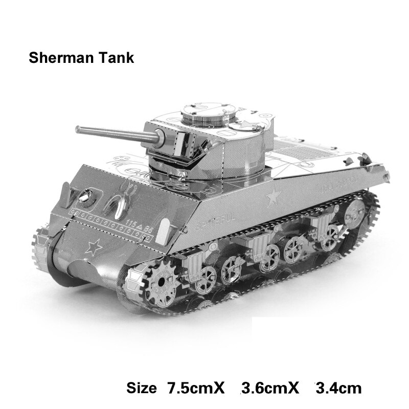 Tank 3D Metal Puzzle T34 tiger Sherman Js-2 M1 Abrams 97 chi-ha tank model KITS Assemble Jigsaw Puzzle Toys For Children