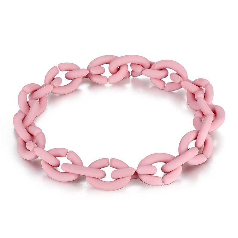 Original European Hard Rubber X Bracelets Bangles Men/Women Bohemian style Jewelry fit Brand Beads DIY Jewelry 10 Color: Pink