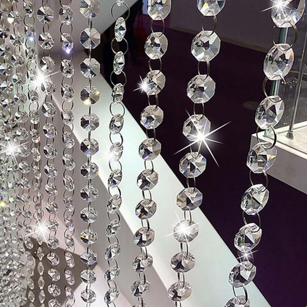 Kristallglas lampa prismor lång ljuskrona åttkantiga pärlor hänge hängande prismor för diy ljus lampa del dekoration