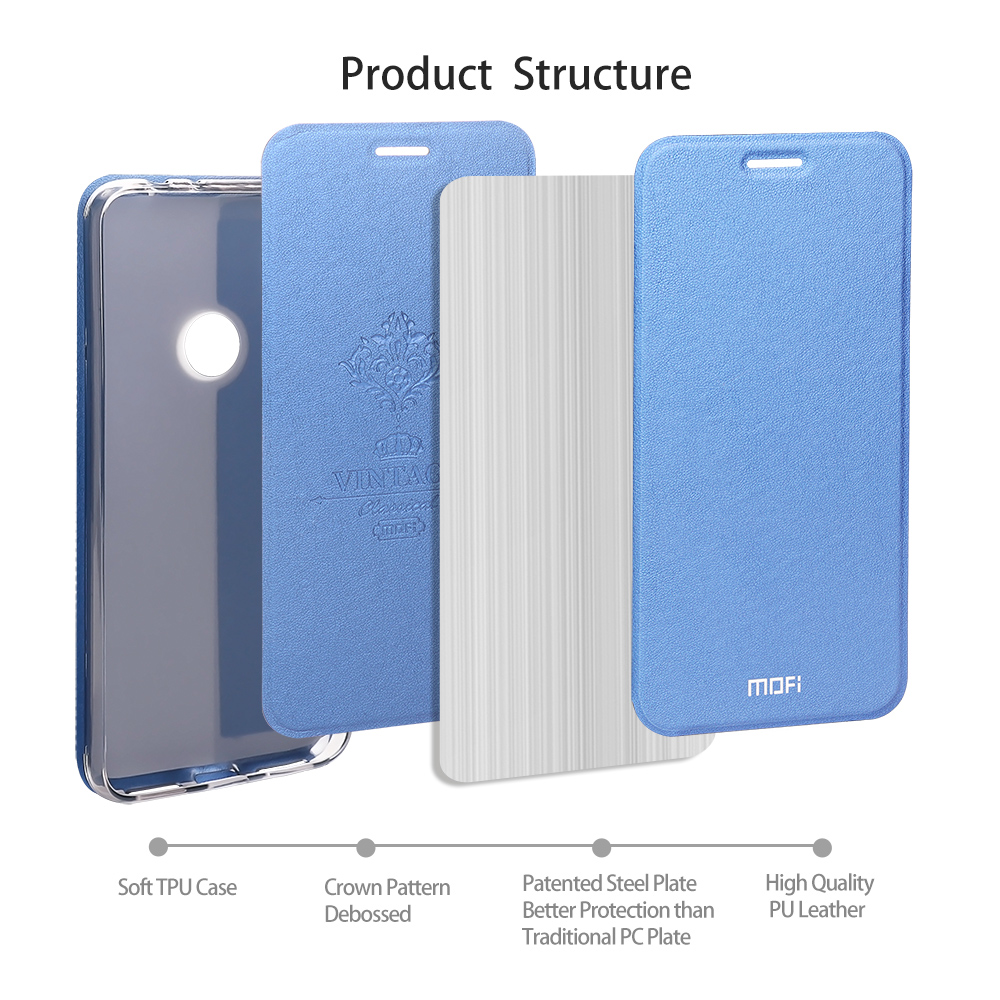 Funda de MOFI para Redmi Nota 7 caso para Redmi Nota 7 Pro Flip caso para Xiaomi Redmi Note 7 De cuero de la PU transparente protector de TPU Capas