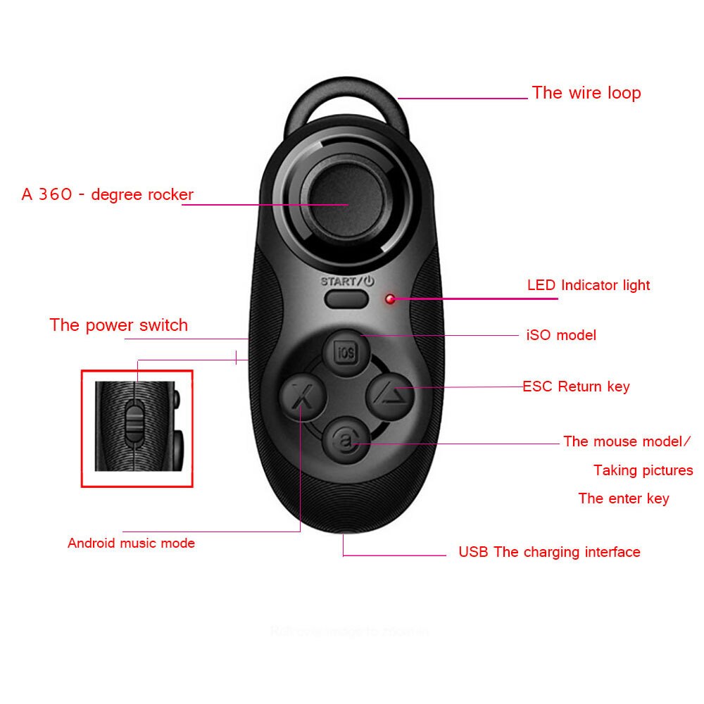4 in 1 bluetooth remote shutter Wireless Bluetooth Gamepad Controller for Android / iOS Cell Phone Tablet Mini PC Laptop TV BOX