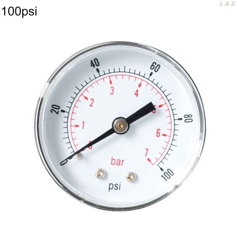 Pressure Gauge 52mm Dial 1/4" BSPT Horizontal 0/15,30,60.100,160,300 PSI & Bar