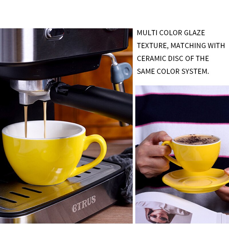 220ml keramiske kaffekopper kaffekoppsett europeisk stil cappuccinokopper for latte mokka te kaffekopp med tallerken