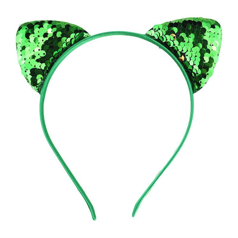 Paillettes réversibles oreilles de chat bandeau brillant chat oreille cheveux cerceaux mignon Bling bandeau cheveux accessoires pour femmes filles quotidien andParty