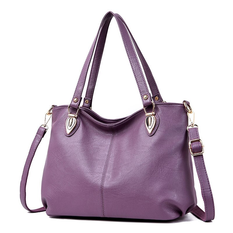 Women Leather Bags Famous Brands Handbag Casual Female Bag Tote Ladies Shoulder Bag Large Capacity Women Messenger bag: Violet