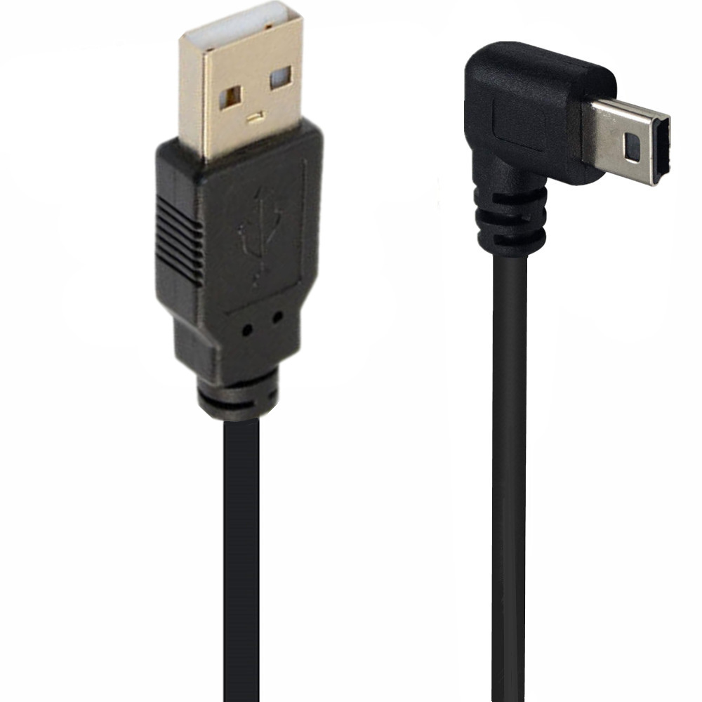 Double 90 Degree Right Angle Mini USB 5 Pin T Port Short USB 2.0 Cable Type A Male to Mini B Fast Charger Date Cable 25CM 1.5m: Gold / 0.8m