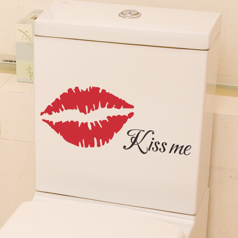 Autocollants de toilette Sexy lèvres rouges, Stickers muraux de décoration de la saint-valentin pour la maison, Stickers auto-adhésifs portables