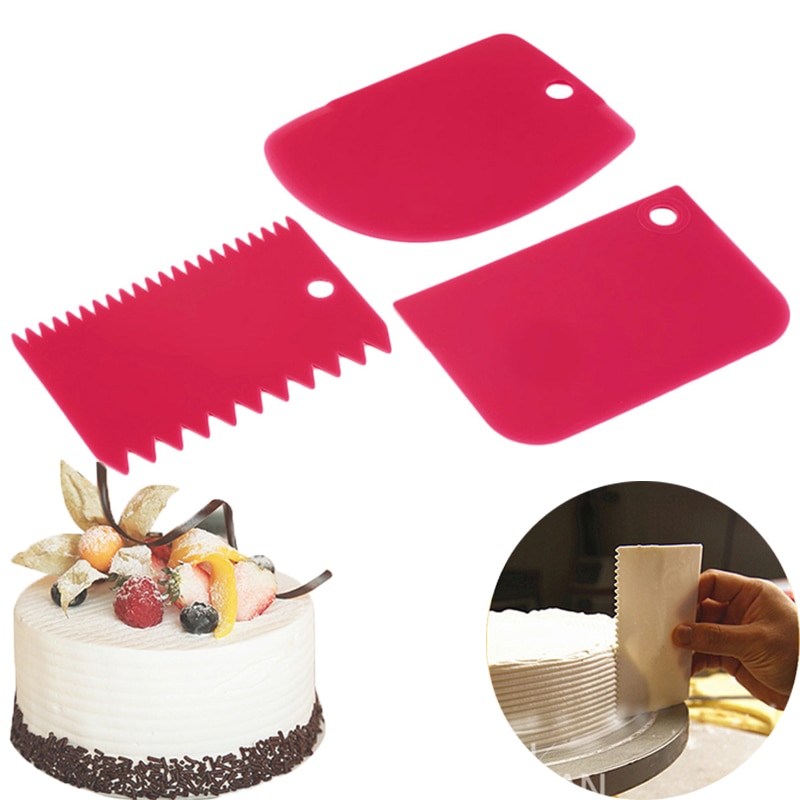 3 Stks/partij Deeg Cake Cutter Slicer Spatel Voor Cake Schraper Cake Blade Siliconen Spatel Voor Cake Patisserie
