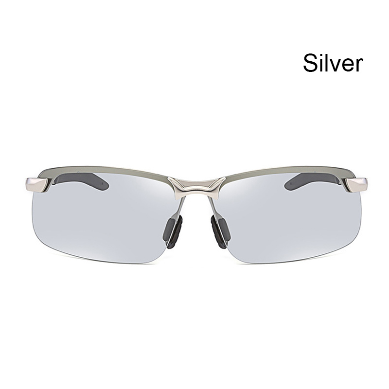 Intelligente Vissen Bril Gepolariseerde Semi-Randloze Zonnebril Bestuurder Rijden Goggle Chameleon Verandering Kleur Bril: silver