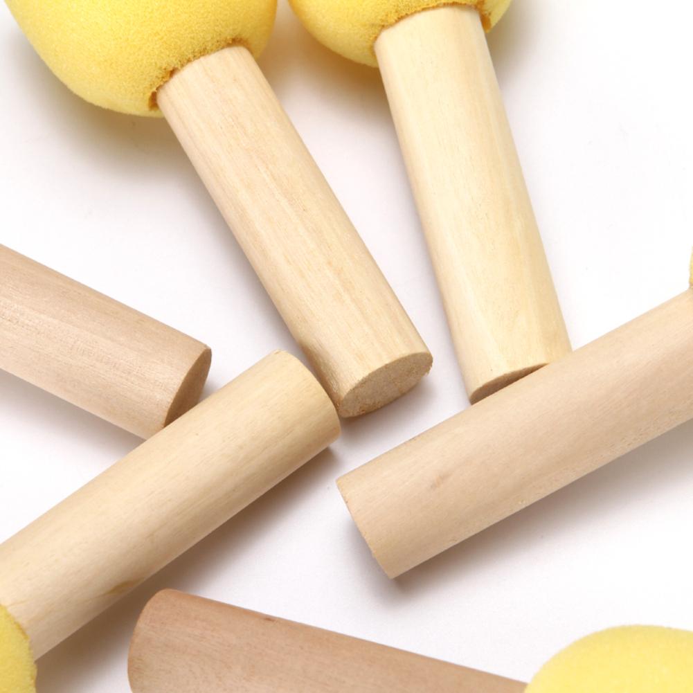 6 Teile/satz Herz Stern Schwamm Kopf Holzgriff Stempel freundlicher Maler Pinsel Werkzeug Leichte, Wiederverwendbare Schule Liefert