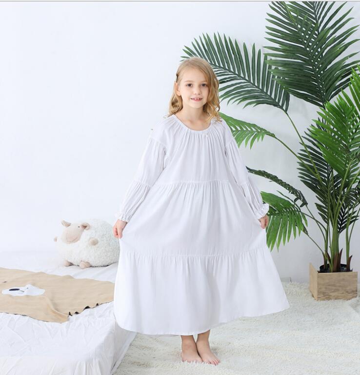 Bambini Camicie Da Notte Per Bambini Delle Ragazze di Usura di Sonno Bianco Del Merletto Delle Ragazze Camicia Da Notte di Usura Lungo Ragazza Bambini Pigiama Vestiti Del Bambino