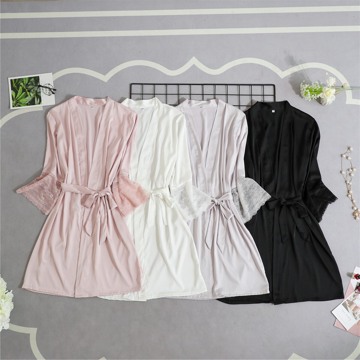 Bata suave para mujer, camisón negro, ropa de dormir, camisón de retazos de encaje, bata de dormir clásica Sexy Negligee, bata de casa