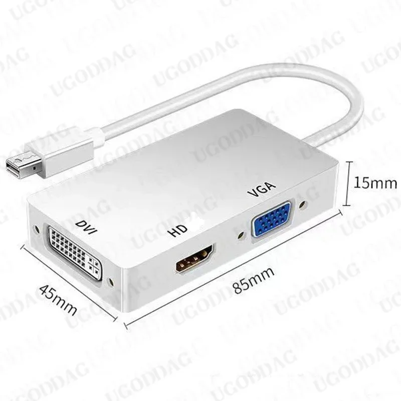 3 in 1 Mini Display Port Thunderbolt naar DVI VGA HDMI-compatibel 4K/1080p Adapter Kabel Converter voor MacBook iMac Air Mac Book