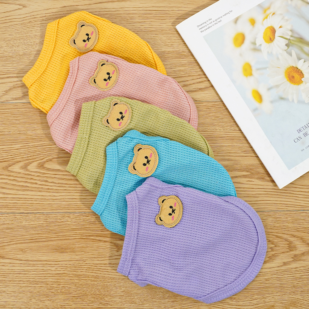 Roupas de gato waffle urso pet colete verão teddy chihuahua pequeno cão duas pernas roupas gato filhote de cachorro roupas traje para animais de estimação