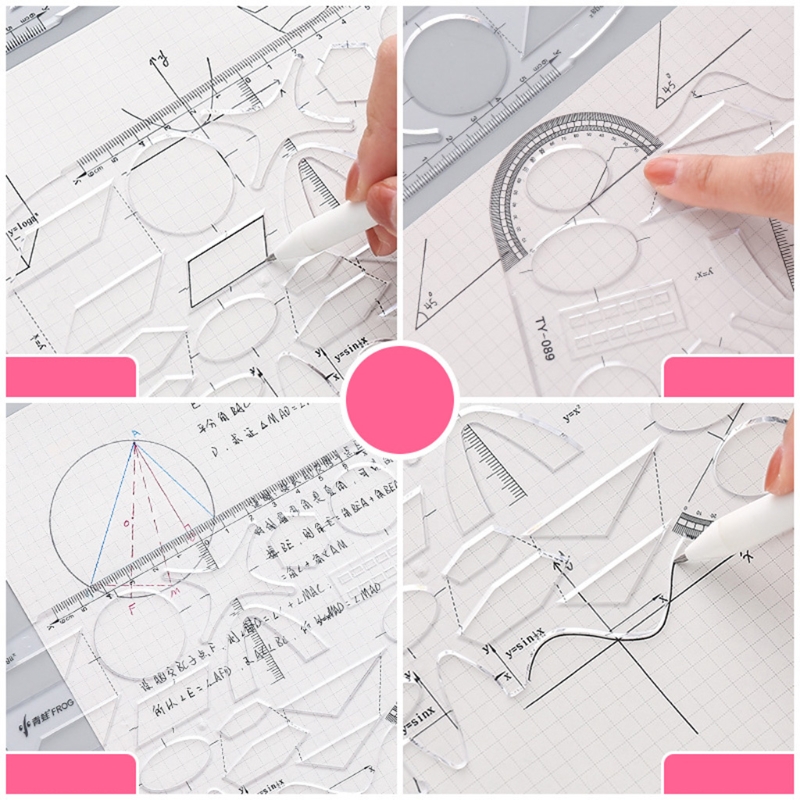 Règle de dessin, modèle de maths multifonctionnel, forme creuse, fonction géométrique, pour dessins, directe, 1 pièce