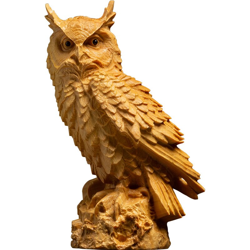 Buchsbaum 9cm 11cm 13cm Eule Skulptur Massivholz Tier Statue Wohnzimmer Dekoration Nighthawk Wohnkultur