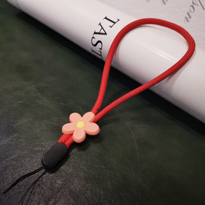 Flower Bracelet Wrist Strap Short Braid Phone Lanyard for iphone 12 13 huawei redmi xiaomi Samsung Camera GoPro String Holders: red