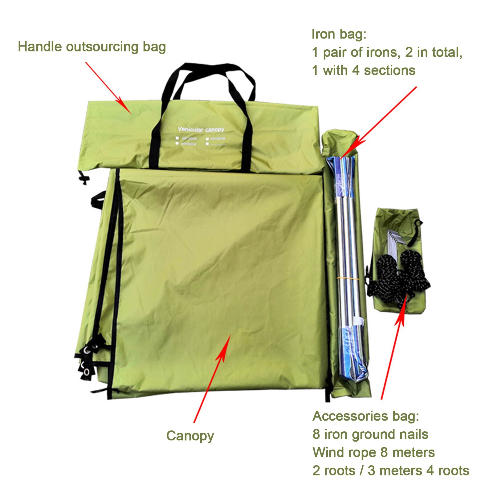 Car Shelter Shade Camping Side Car Tent Awning Waterproof UV Protection Portable Camping Tent Automobile Rooftop Rain Canopy