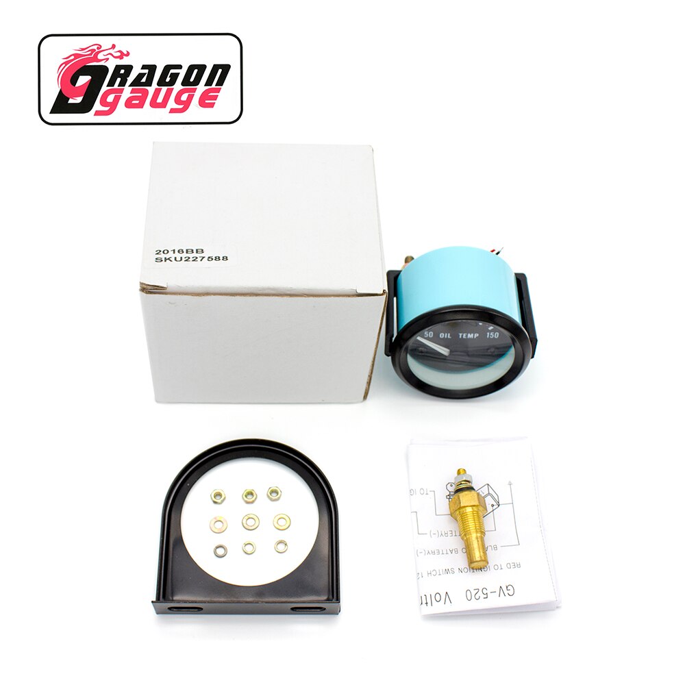 「DRAGON」 52mm Oil Temperature Gauge With Oil Temperature Sensor 50~150℃ High Economical Car Gauge Fit for 12V Car