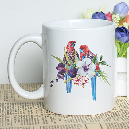 11oz keramiske fuglekop til kaffe te mælk øl krus med fantastisk tryk fugle tema dekorative kaffe krus til fugle elskere: H