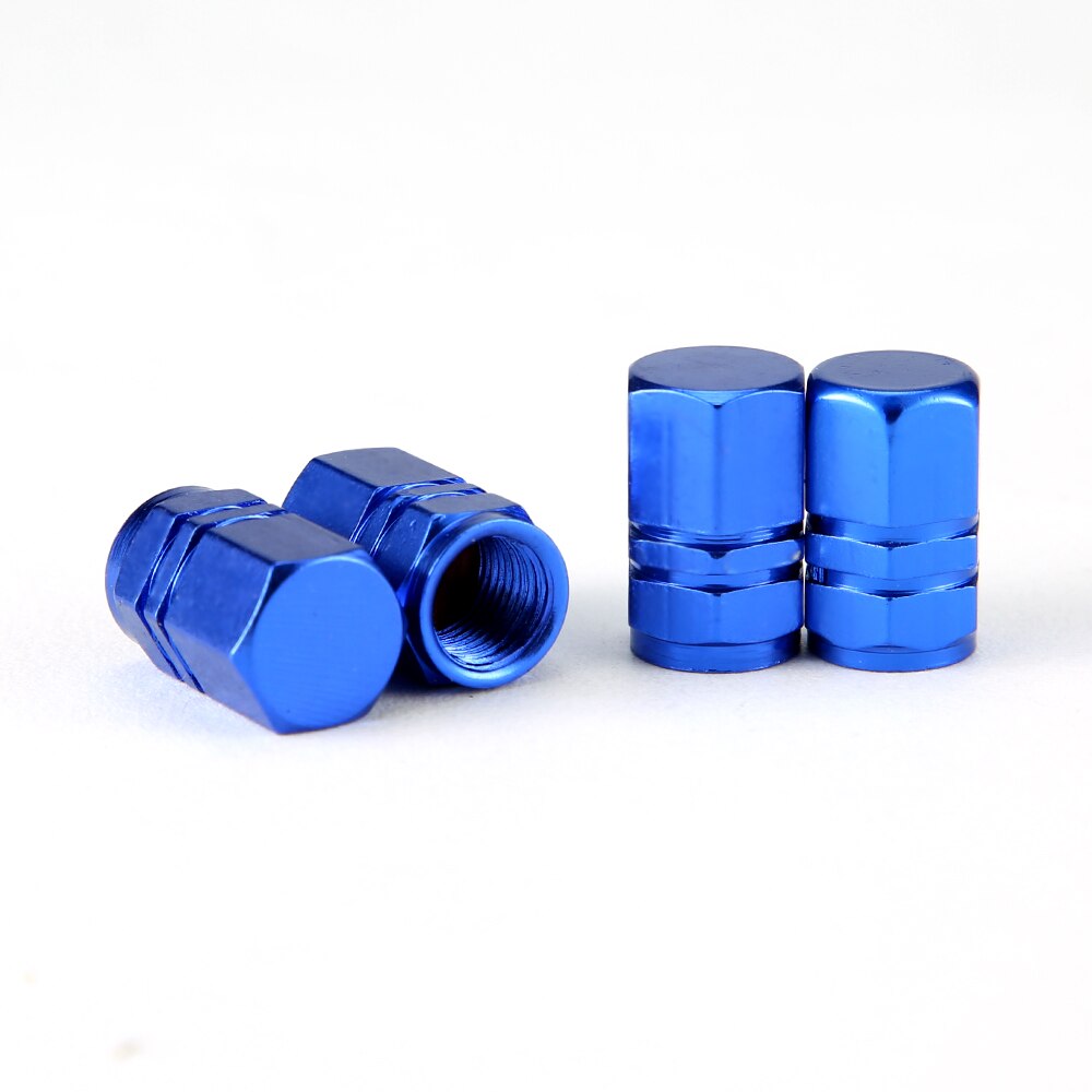 4 Stks/set Tire Ventieldopjes, hex Multi-color Geanodiseerd Gefreesd Aluminium Fiets Ventieldopjes Dust Covers: Blue