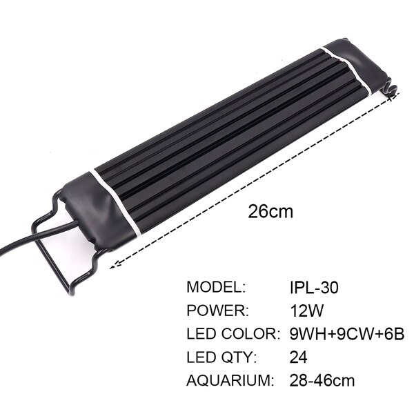LED Aquarium Light ClassicLED Fish Tank Light Freshwater LED Light for Aquarium with Extendable Brackets White and Blue LEDs: 12W US 110v