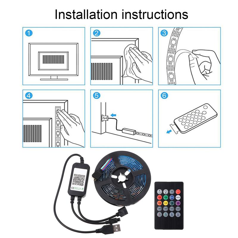 1 Set Practical Useful Durable TV Back Light Wireless Strip Light APP Remote Control Light