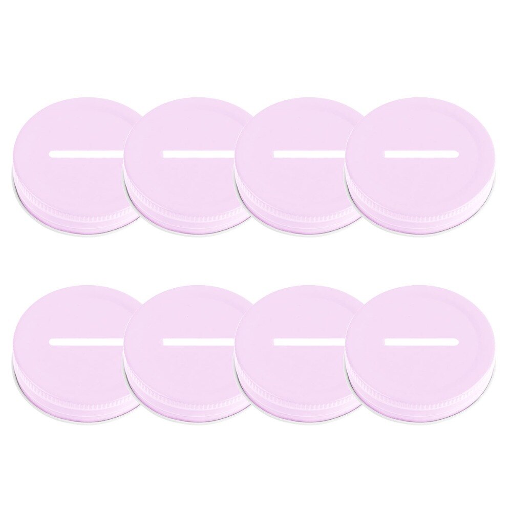 8Pcs/set Stainless Steel Metal Thread Cap 70mm Coin Slot Storage Lids Home Kitchen Canning Slotted Inserts Caps Supplies: Pink