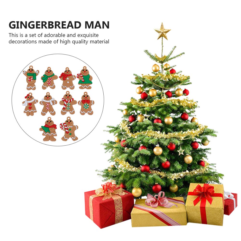 10 stk jul vedhæng ornament dekoration cookie dukke jul honningkager mand jul ornament juletræ vedhæng