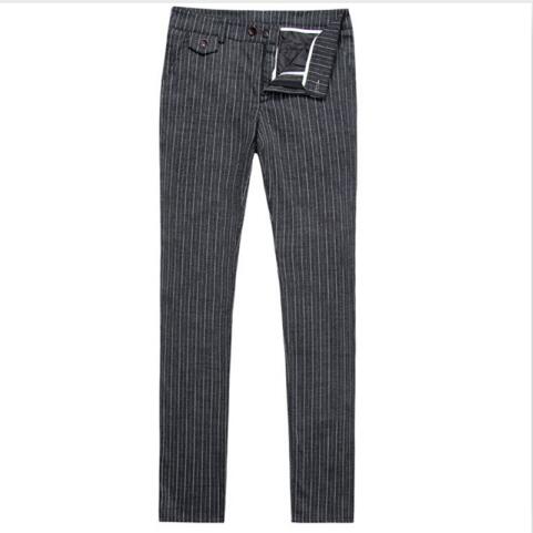 Blå stripete dressbukser herre business bryllupsbukser slim pantalon hombre plus size s -5xl herrebukse: Svart / M
