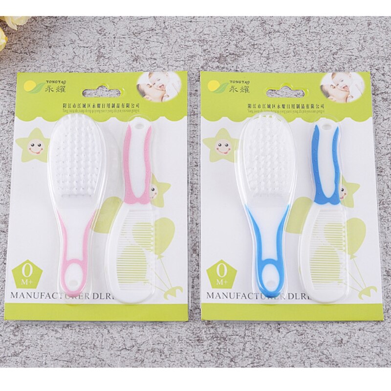 1 Set 2pcs Portable Soft Newborn Baby Hair Brush Comb Hairbrush Sets Head Massager Baby Care