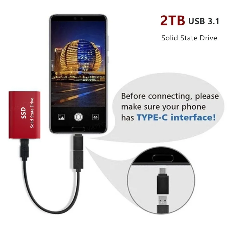 Portable SSD 16TB External Hard Drive High-speed Mobile Solid State Drive External Storage Decives Hard Disks for PC/ Mac