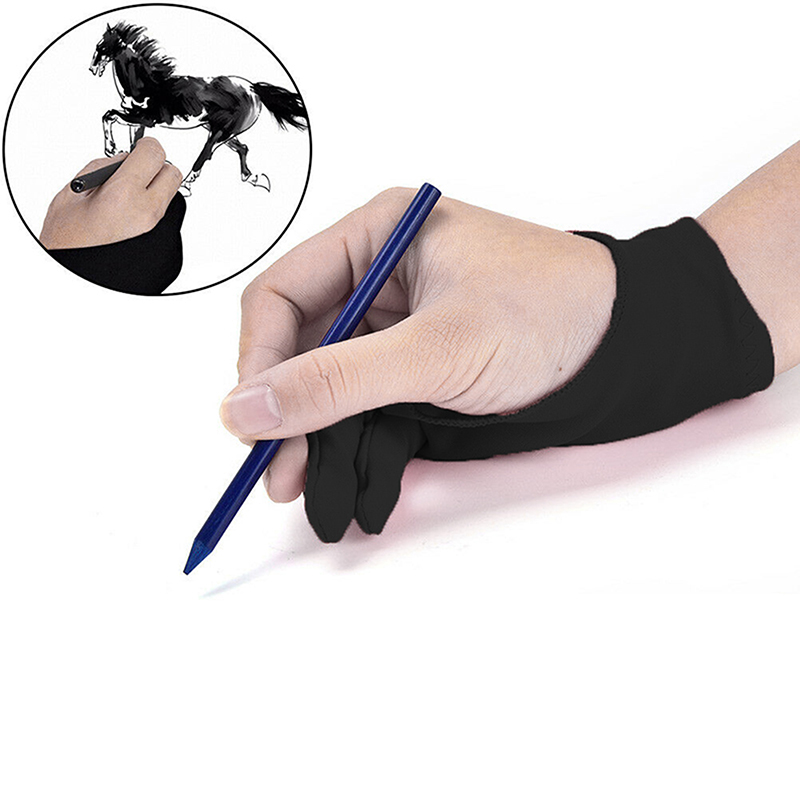 Antifouling kunstnerhandske sort 2- fingermaleri digital tablet skrivehandske til kunstelskere studerende tegner tilbehør