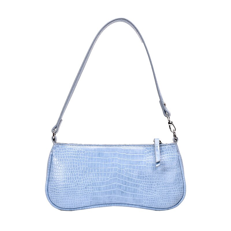 Vintage baguette tas met alligatormotief voor dames, pu leren schoudertas, okseltas, dameshandtas, meisjesportemonnee: Blauw
