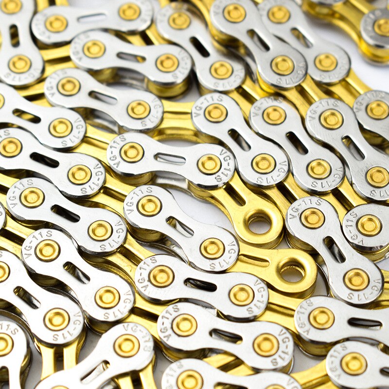 MTB Road Bike 8 9 10 11 Speed SL Chain Silver Golden Half Hollow Chain Missing Link 116L Chain For Shimano SRAM Campanolo System