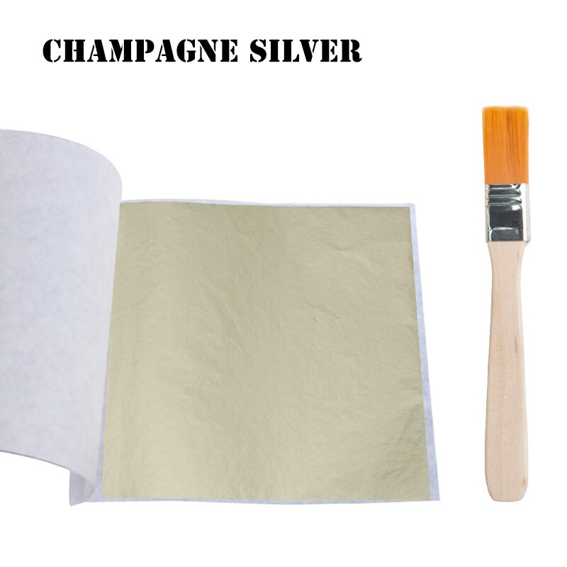 Aomily 8x8.5cm 10 Sheets Practical K Pure Shiny Gold Leaf for Gilding Funiture Lines Wall Crafts Handicrafts Gilding Decoration: Champagne Silver