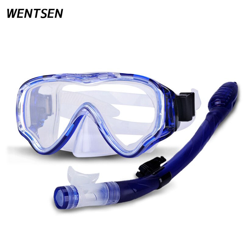 Diving mask kids full face mask for children boy and girls underwater Snorkeling goglese kit Diving Equipment: Transparent blue