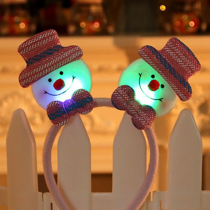 Diadema navideña de luces LED con Santa renos muñeco de nieve oso, diadema para el pelo, decoración navideña de doble cabeza para año: B2