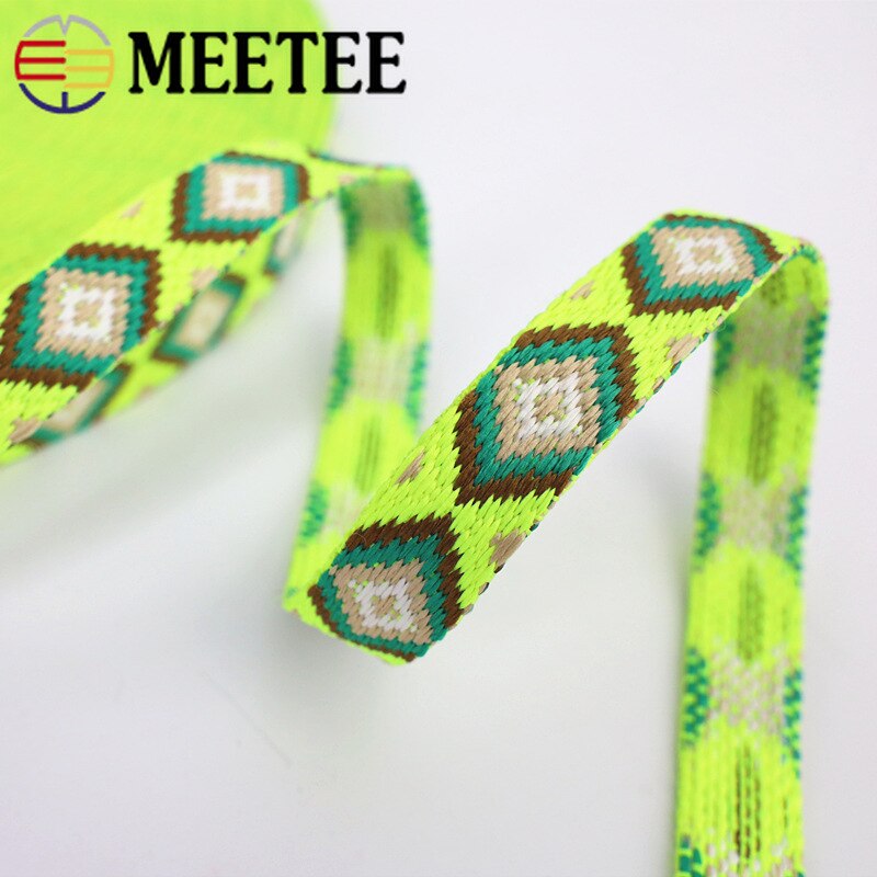 8M 15Mm 1.1Mm Dikke Polyester Jacquard Singels Etnische Linten Voor Zak Riem Naaien Tape Biais diy Accessoires