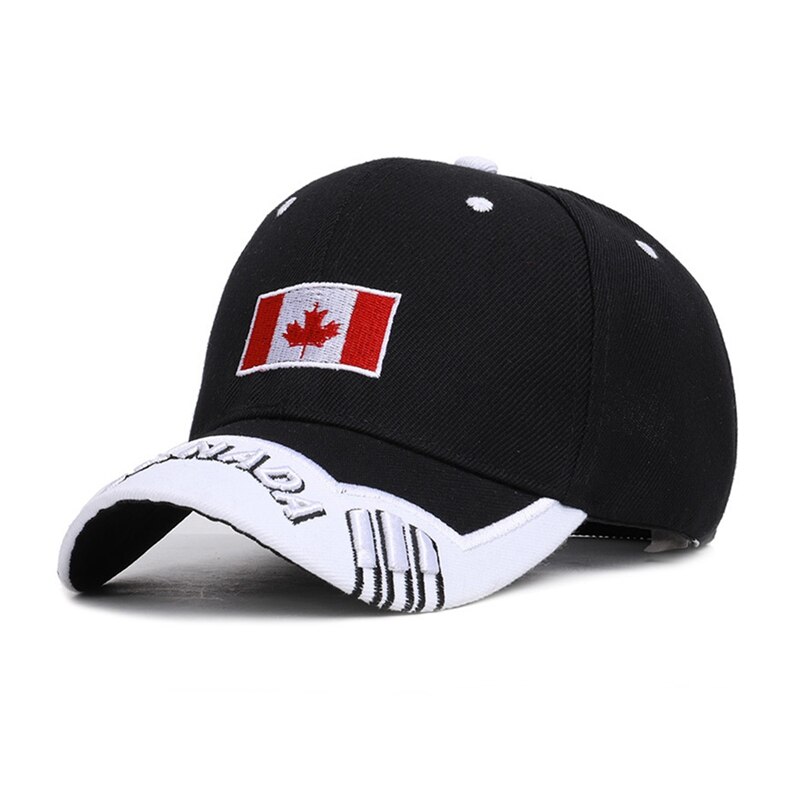 Cap 3d Embroidery Canada Maple Leaf Baseball Caps Cotton Adjustable Snap Back Hat Caps Casual Hats: WB