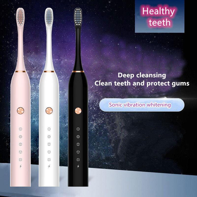 Cepillo de dientes eléctrico Sonic, temporizador para adultos, cepillo automático, Cargador USB, recargable, cepillos de dientes, juego de cabezales de repuesto lavables