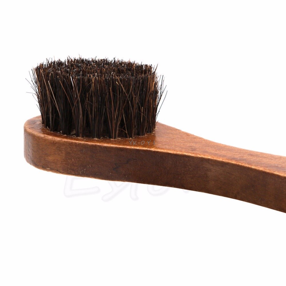Langt træhåndtag børstehestehårbørste sko støvelpolish skinne rengøring dauber