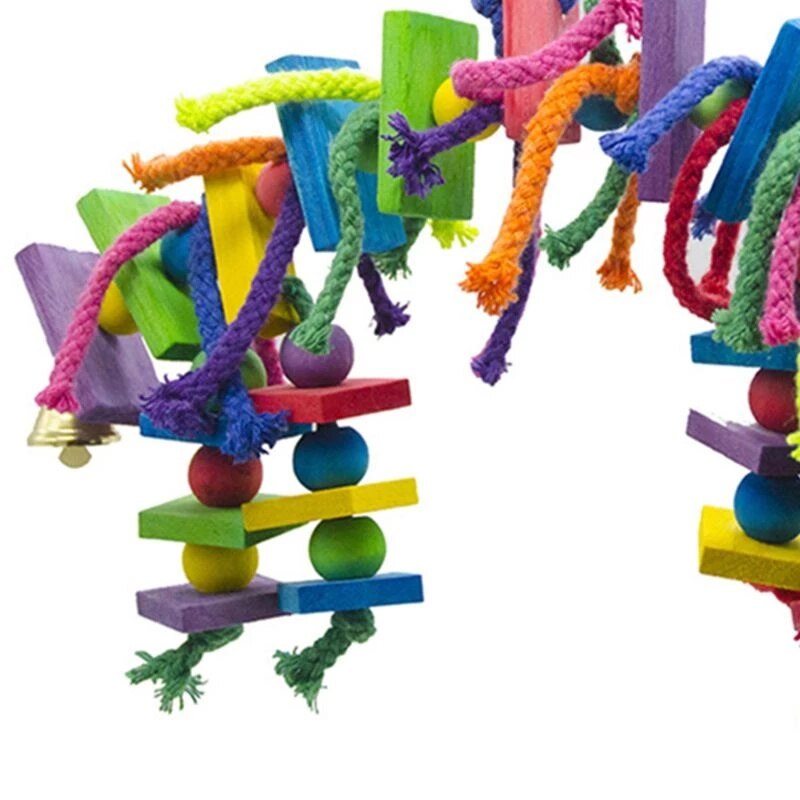 Wooden Block Bird Parrot Gnaw Rainbow Bridge Toys for Small and Medium Parrots and Birds Climb Hanging Toys