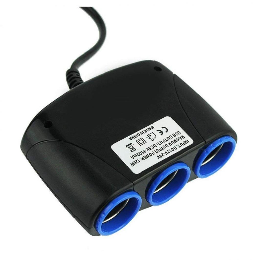 3 way Cigarette Lighter Socket Splitter 12V Dual USB Charger Power Adapter Car