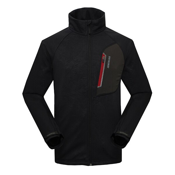 ROYALWAY Neue Softshell-jacke Männer Wasserdicht Wandern Regen Mantel Angeln Stehkragen draussen Camping Wandern Weiche Hülse: Schwarz / L