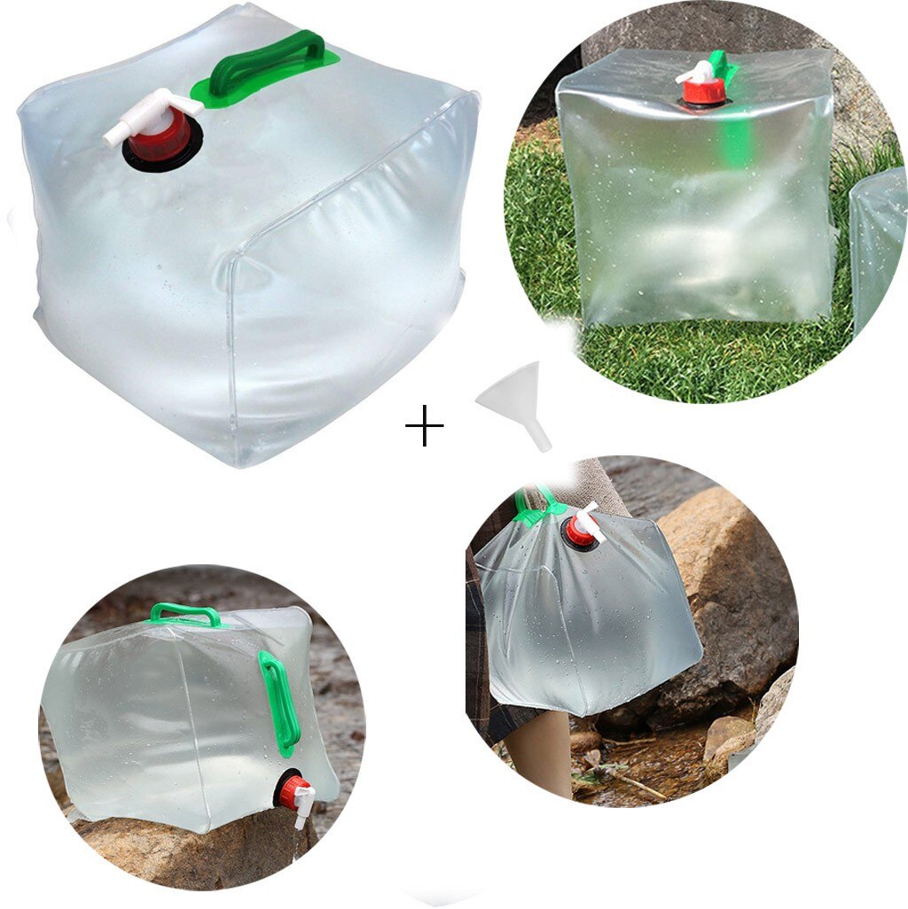 Bolsas de agua para exteriores, contenedor de agua para pícnic, barbacoa, Plegable, portátil, portador de campamento, coche, tanque de agua de 20l, # T3P