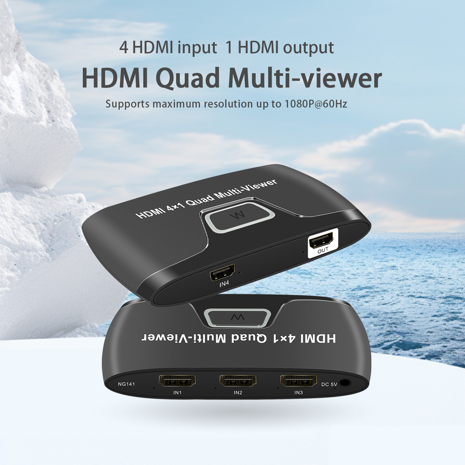 HDMI Quad Multi-viewer 4x1 HDMI Quad Screen Segmentation Splitter 4 In 1 Out Multiviewer Seamless Switch Multi Viewer For PC TV